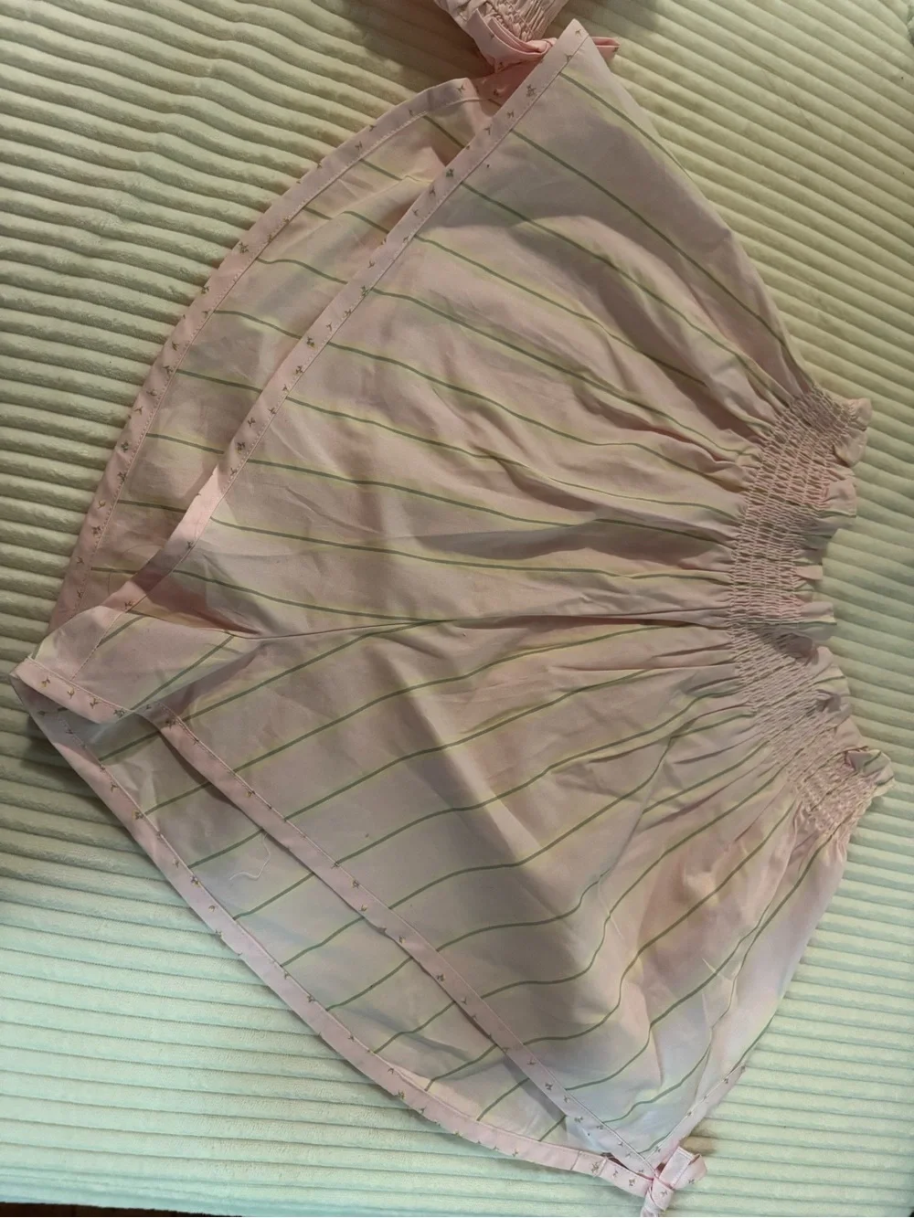 PINK Victoria's Secret Light Pink Smocked Bikini Top with shorts set